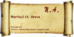 Marhulik Anna névjegykártya